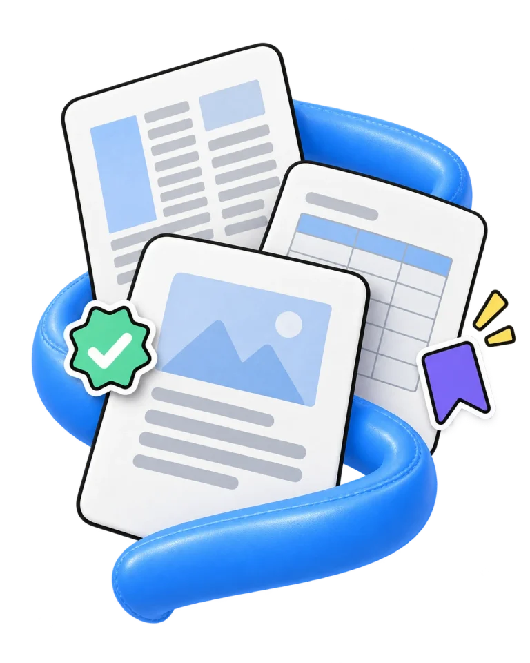 包含文字、表格和图像版式的文档插画